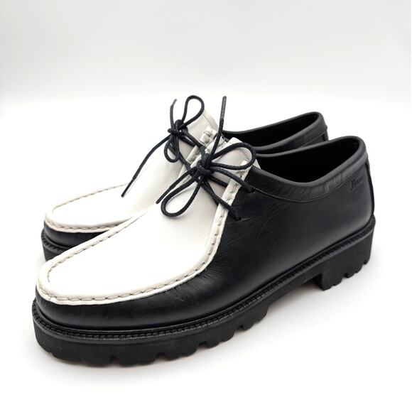 G.H.BASS Wallace Two-Eyed Moc Toe Loafer Shoes White/Black Size US9.5M EU40 - Picture 1 of 13